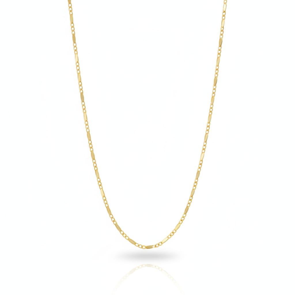 Gold chain necklace on a white background