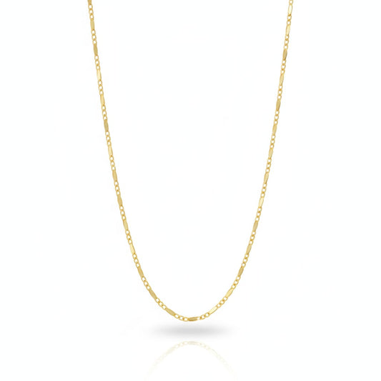 Gold chain necklace on a white background