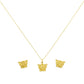 18K Real Gold Butterfly Necklace And Earring Set