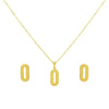 Gold necklace with matching earrings on a white background