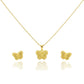 18K Real Gold Butterfly Field Necklace And Earring Set