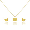 18K Real Gold Butterfly Field Necklace And Earring Set