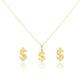 18K Real Gold Dollar Style Necklace And Earring Set