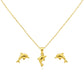 18K Real Gold Dolphine Necklace And Earring Set