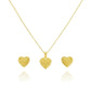 18K Real Gold Double Heart Necklace And Earring Set