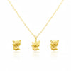 18K Real Gold Kitty Necklace And Earring Set