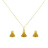 18K Real Gold Ribbon Necklace And Earring Set