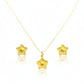 18K Real Gold Star Dot Necklace And Earring Set
