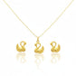 18K Real Gold Swan Necklace And Earring Set