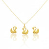 18K Real Gold Swan Necklace And Earring Set