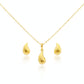 18K Real Gold Tear Drop Necklace And Earring Set
