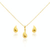 18K Real Gold Tear Drop Necklace And Earring Set