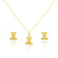 18K Real Gold Teddy Necklace And Earring Set
