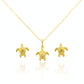 18K Real Gold Turtle Necklace And Earring Set