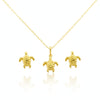 18K Real Gold Turtle Necklace And Earring Set