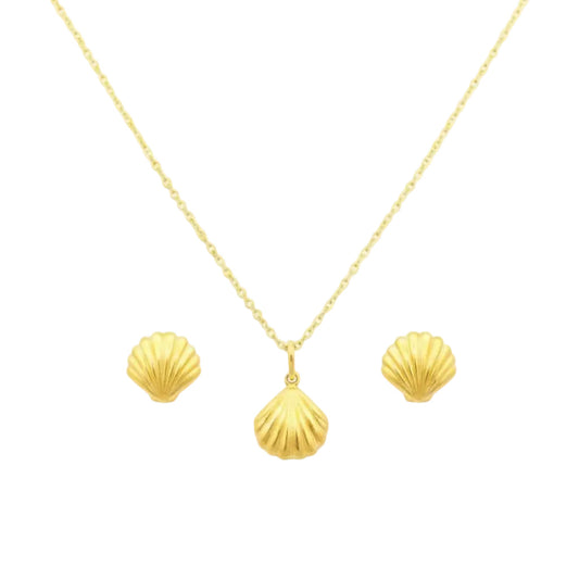 18k Gold Sea Shell Half Set