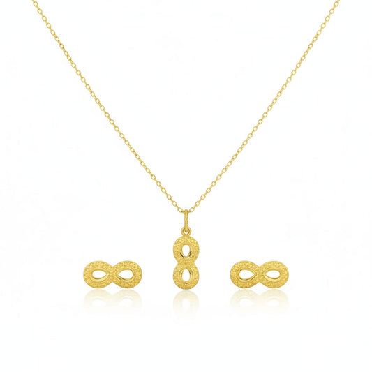 18k Gold infinity dot Jewelry Set