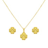 18K Real Gold Four Petals Necklace And Earring Set
