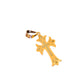 Gold cross pendant on a black background