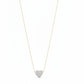 Necklace with a heart-shaped pearl pendant on a mannequin bust against a white background