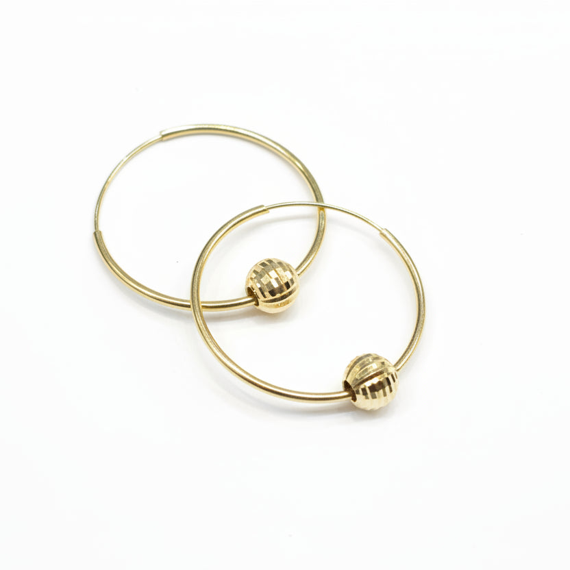 18k Gold Ball Loop Earrings