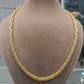 Gold chain on a mannequin with weight and length information displayed.