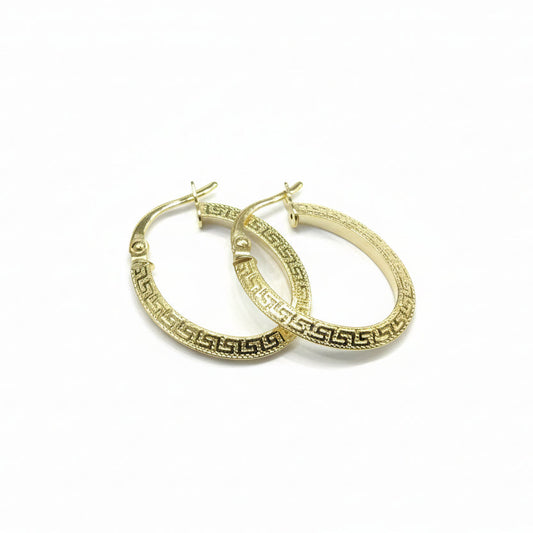 18k Gold Oval Maze Loop Earrings