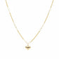 Gold necklace with a heart pendant on a mannequin neck, showing weight and code.