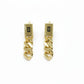 Gold chain earrings and pendant on a gray background with weight information.