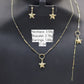 Jewelry set with necklace, bracelet, and earrings on a black background