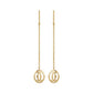 Gold earrings with chain designs on a white background