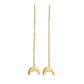 Gold necklace with a crescent moon pendant on a white background