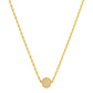 Gold necklace with a spherical pendant on a white background