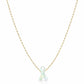 Necklace with a white ribbon pendant on a gold chain against a white background