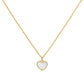 Gold necklace with a heart-shaped pendant on a white background