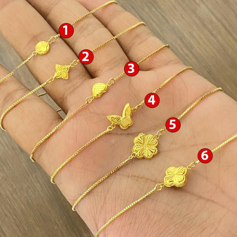 18K Gold Pendant with Plated Chain Bracelet (No:5) - Embellish Gold