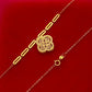 18k Gold Flower with Paperclip Necklace