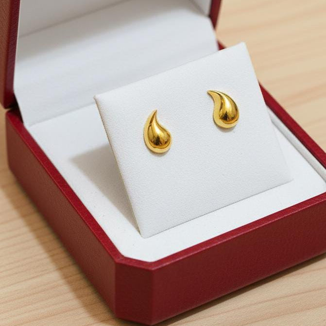 18K Real Gold Tear Drop Earrings