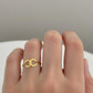 18K Real Gold Double Heart Ring