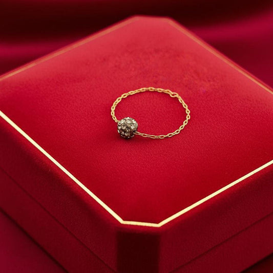 18K Real Gold Silver Chain Swarovski Ring