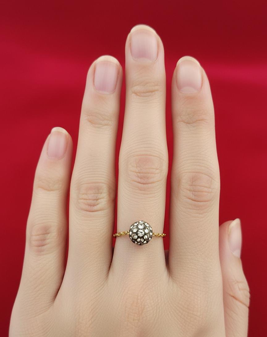 18K Real Gold Silver Chain Swarovski Ring