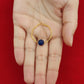 18K Real Gold Blue Swarovski Chain Ring