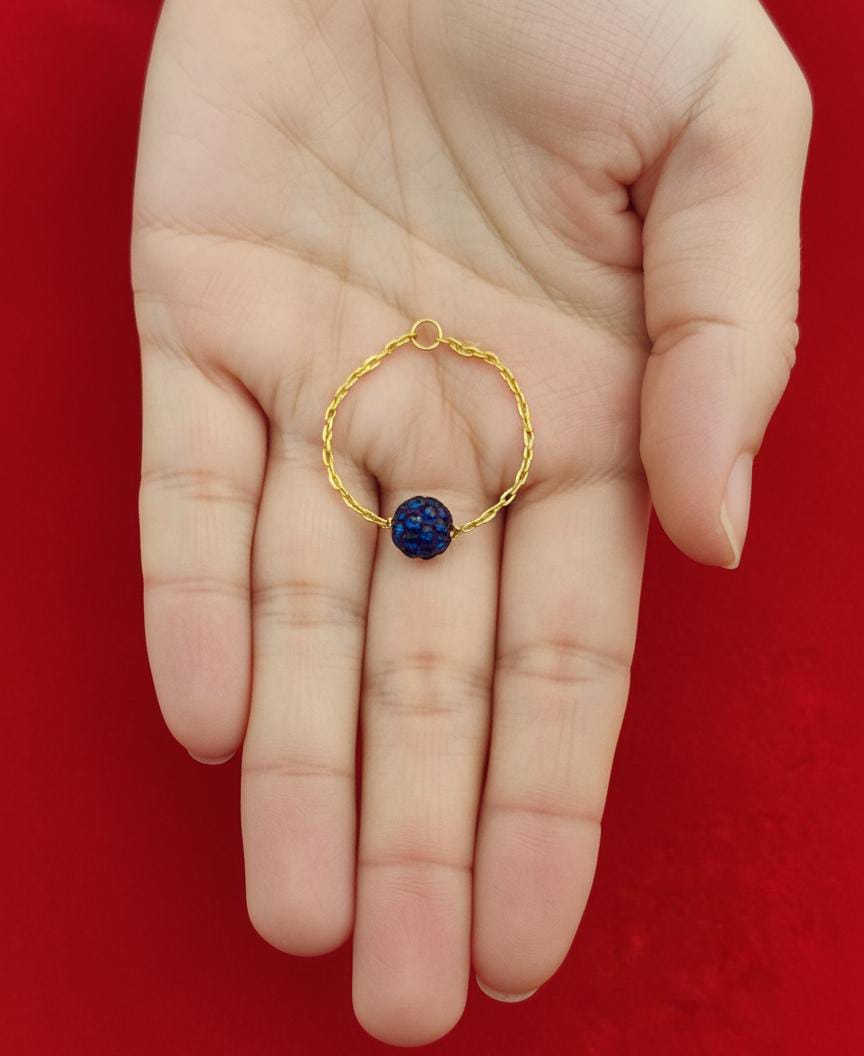 18K Real Gold Blue Swarovski Chain Ring