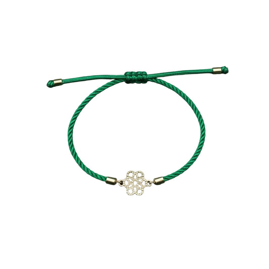 18K Real Gold Flower Lucky Charm Bracelet