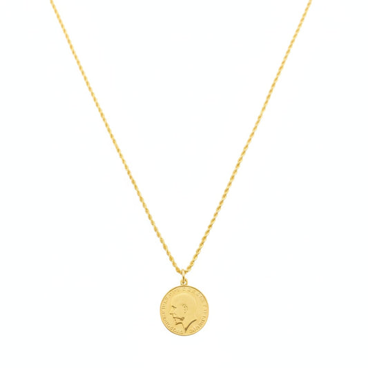 18K Real Gold Coin Necklace