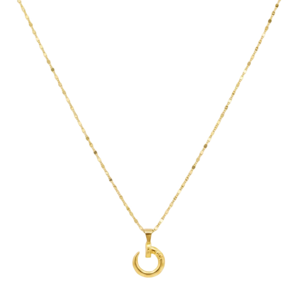 18K Real Gold Nail Necklace