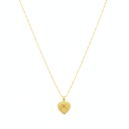 18K Real Gold Double Heart St Necklace