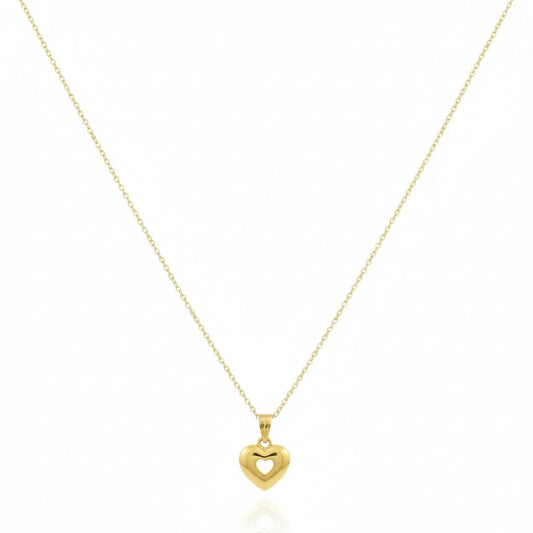 18K Real Gold Plain Heart Necklace