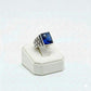 925 Silver Brick Blue Stone Ring
