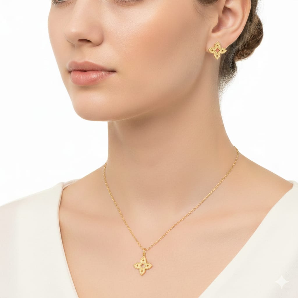 18k Gold Shuriken Inspired Jewelry Set